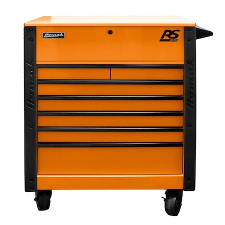 Homak 35in 7 DRAWER FLIP-TOP SERVICE CART - ORANGE OG06035247